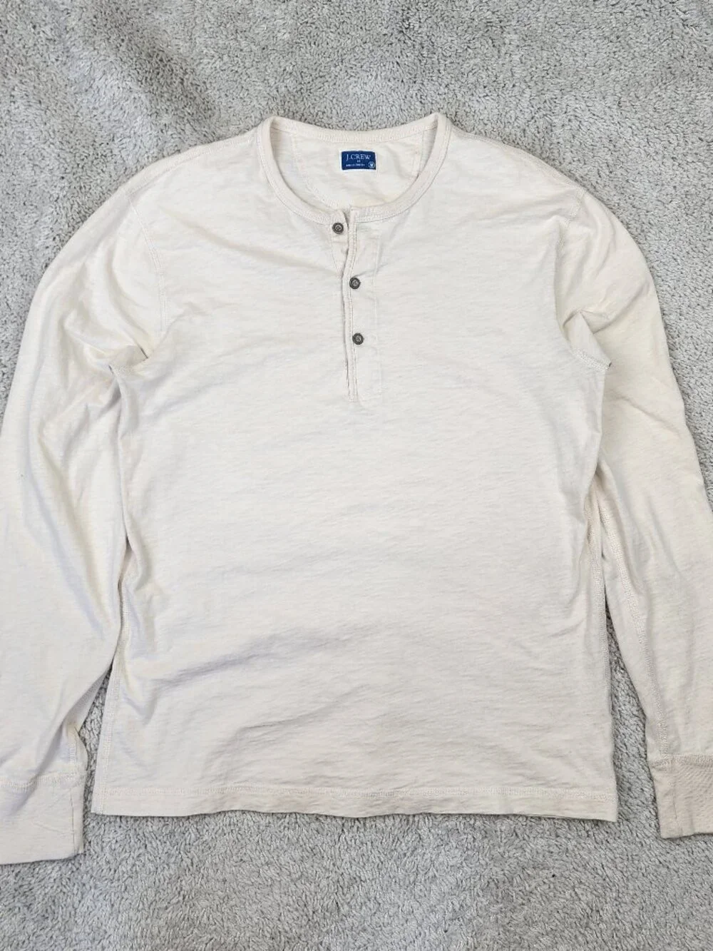 J. Crew Oarsman Mens Long Sleeve Henley Shirt Brown Cotton Ribbed M Vintage VTG